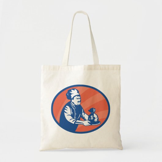 Chef-kok met geldzak Restaurant Finance Tote Bag (Voorkant)