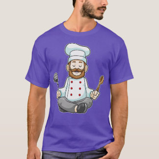 Chef-kok met Koken schort Houten lepel bij Yoga T-shirt