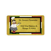 Chef-kok met pizza etiket (Voorkant)