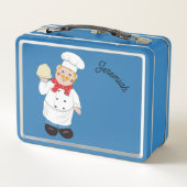 Chef-kok met roosterschaal Metal Lunchbox (Achterkant)