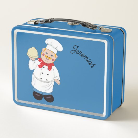 Chef-kok met roosterschaal Metal Lunchbox (Achterkant)