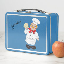 Chef-kok met roosterschaal Metal Lunchbox