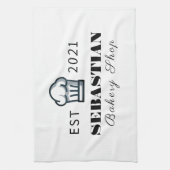 Chef-kok Naam Bakkerij Shop logo Theedoek (Verticaal)