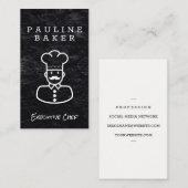 chef-kok | Slate zwarte achtergrond Visitekaartje (Voorkant / Achterkant)