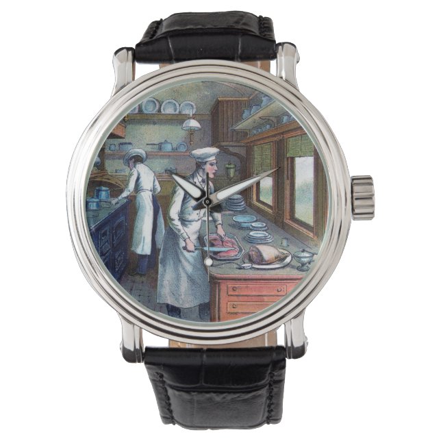  chef-kok - Sous-chef illustratie polshorloge Horloge (Voorkant)