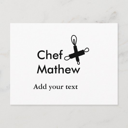 Chef-kok Voeg naam tekst mannen keuken bakkerij Briefkaart (Voorkant)