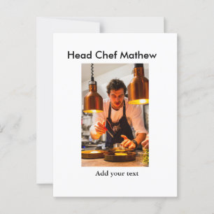 Chef-kok Voeg naam tekst mannen keuken bakkerij Briefkaart