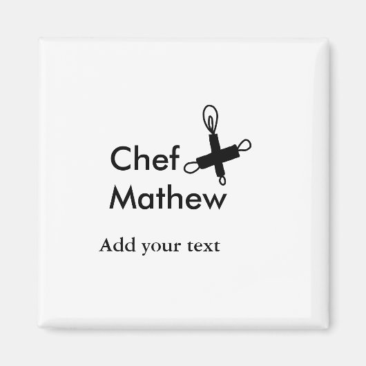 Chef-kok Voeg naam tekst mannen keuken bakkerij Magneet (Voorkant)