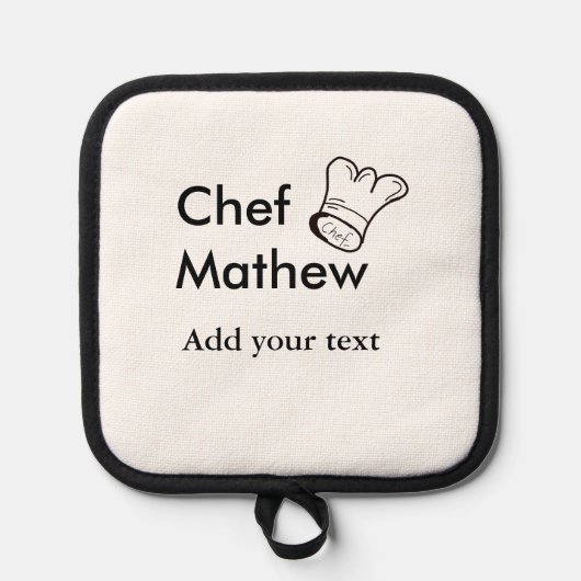 Chef-kok Voeg naam tekst mannen keuken bakkerij Pannenlap (Voorkant)
