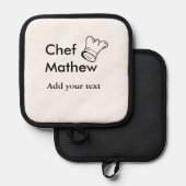 Chef-kok Voeg naam tekst mannen keuken bakkerij Pannenlap (Voorkant / Achterkant)