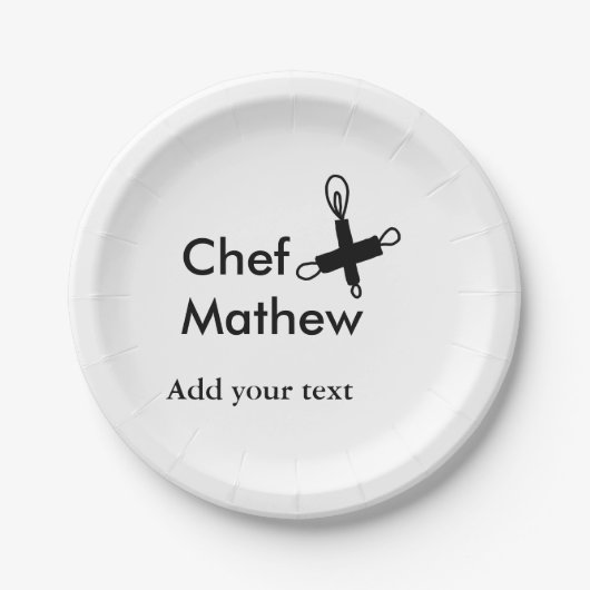 Chef-kok Voeg naam tekst mannen keuken bakkerij Papieren Bordje (Voorkant)