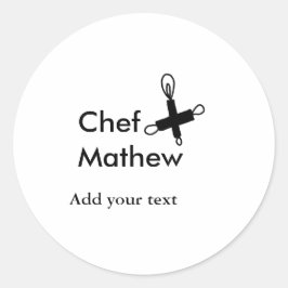 Chef-kok Voeg naam tekst mannen keuken bakkerij Ronde Sticker