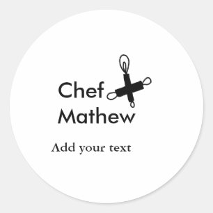 Chef-kok Voeg naam tekst mannen keuken bakkerij Ronde Sticker