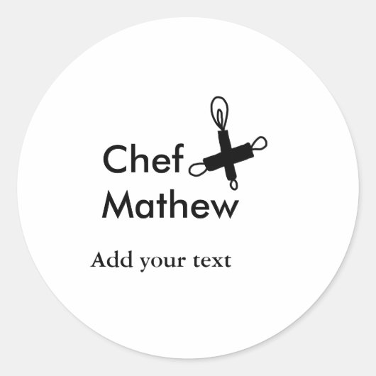 Chef-kok Voeg naam tekst mannen keuken bakkerij Ronde Sticker (Voorkant)