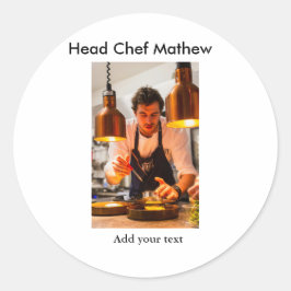 Chef-kok Voeg naam tekst mannen keuken bakkerij Ronde Sticker