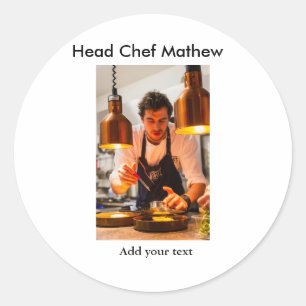 Chef-kok Voeg naam tekst mannen keuken bakkerij Ronde Sticker
