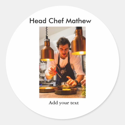 Chef-kok Voeg naam tekst mannen keuken bakkerij Ronde Sticker (Voorkant)