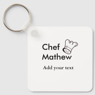 Chef kok voeg naam tekst mannen keuken bakkerij  sleutelhanger