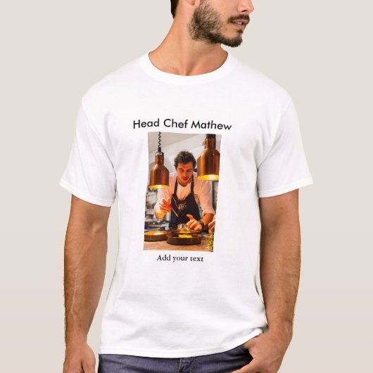 Chef-kok Voeg naam tekst mannen keuken bakkerij T-shirt (Voorkant)