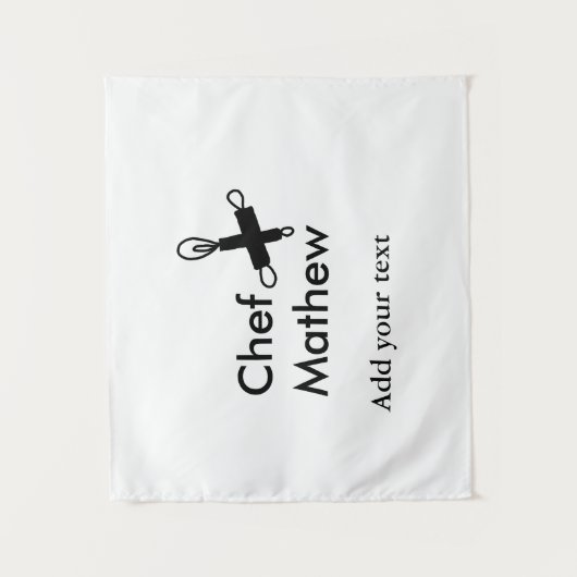 Chef-kok Voeg naam tekst mannen keuken bakkerij Wandkleed (Voorkant)