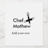 Chef-kok Voeg naam tekst mannen keuken bakkerij Wijn Etiket (Enkel label)