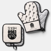 Chef-kok voor Cooking Business DIY Logo Ovenwant & Pannenlap Set (Voorkant / Achterkant)