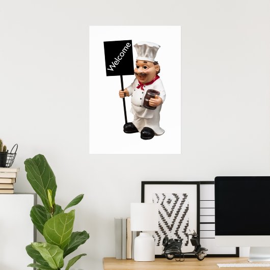 Chef kok - WELKOM menukaart Poster (Thuiskantoor)
