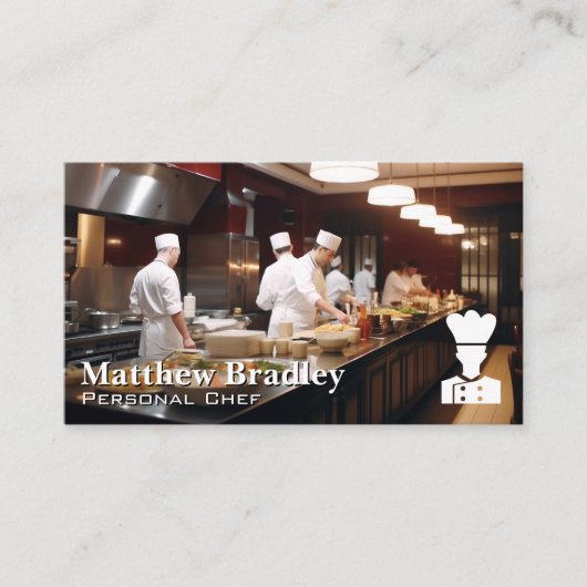 Chef-koks bereiden eten in de keuken visitekaartje (Voorkant)