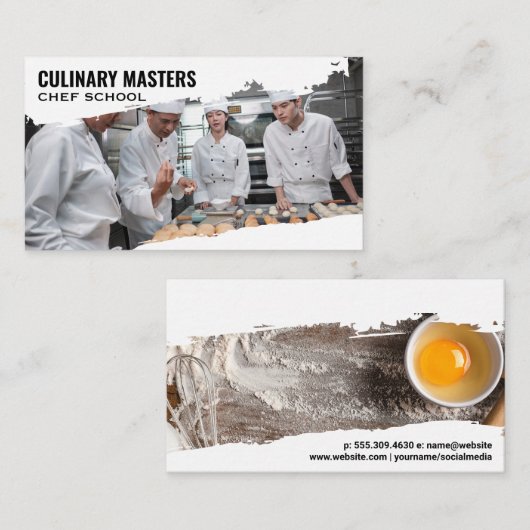 Chef-koks in uniformen leren gebak visitekaartje (Voorkant / Achterkant)