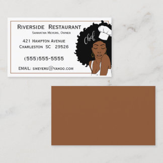 Chef Lady Africia American Woman Visitekaartje