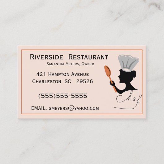 Chef Lady Silhouette Visitekaartjes (Voorkant)