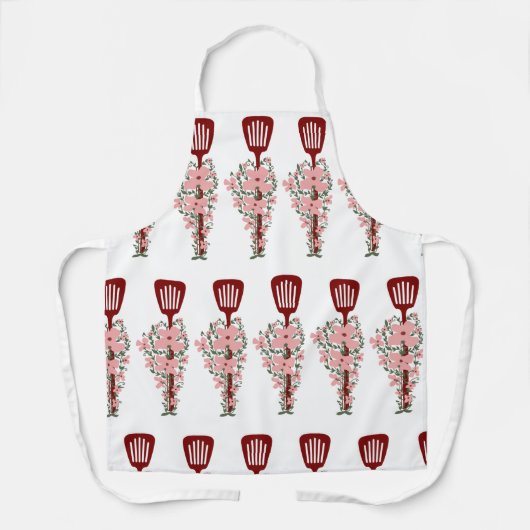Chef-lepel bloemen schort (Voorkant)