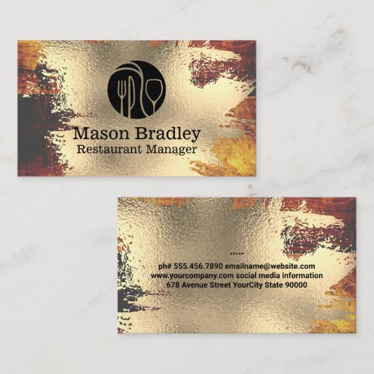 Chef Logo | Gold Foil | Silverware Logo Visitekaartje (Voorkant / Achterkant)