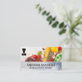 Chef-Logo | Groenten pasta | Marmer Visitekaartje (Staand voorkant)