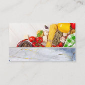 Chef-Logo | Groenten pasta | Marmer Visitekaartje (Achterkant)