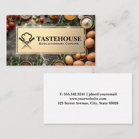 Chef-Logo | Kookingrediënten Visitekaartje (Voorkant / Achterkant)