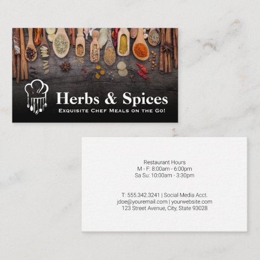 Chef Logo | Kruiden en specerijen op Spoons Visitekaartje (Voorkant / Achterkant)
