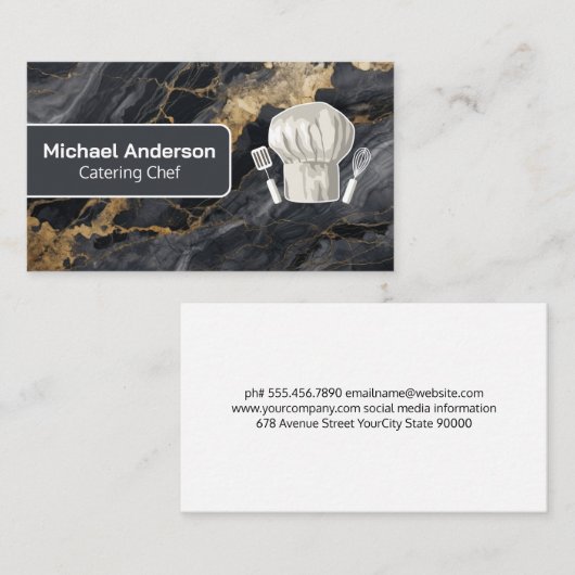 Chef Logo | Marmer | Catering Visitekaartje (Voorkant / Achterkant)