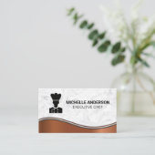 Chef-Logo | Marmeren metallic achtergrond Visitekaartje (Staand voorkant)