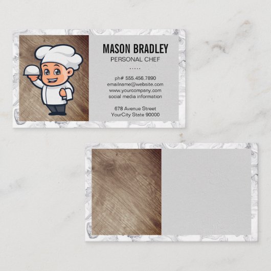 Chef Logo | Marmeren Rand Visitekaartje (Voorkant / Achterkant)