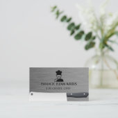 Chef Logo | Metalen slagersmes  Visitekaartje (Staand voorkant)