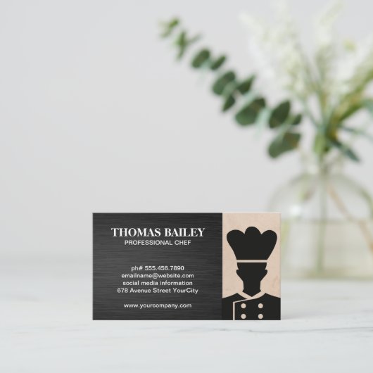 Chef Logo | Zakelijke kaart van restaurant eigenaa Visitekaartje (Staand voorkant)