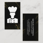 Chef Logo | Zwarte Marmer Visitekaartje (Voorkant / Achterkant)