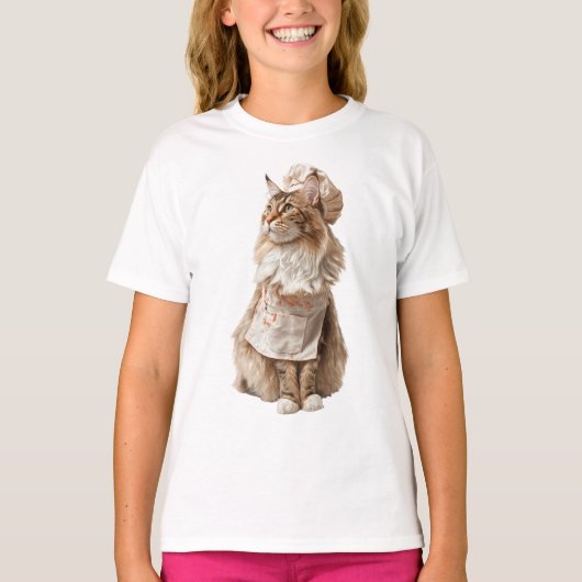 Chef Maine Coon Kat Bakker Kinderen T-shirt (Voorkant)