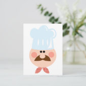 Chef Man Face Cartoon Logo Mascot Briefkaart (Staand voorkant)