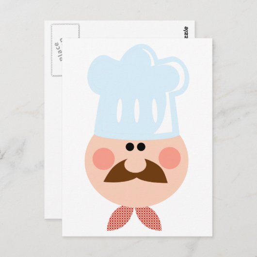 Chef Man Face Cartoon Logo Mascot Briefkaart (Voorkant / Achterkant)