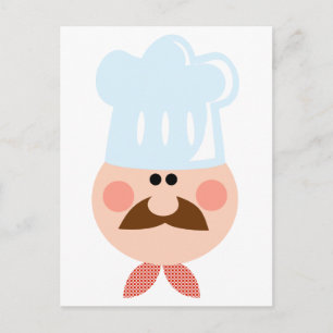 Chef Man Face Cartoon Logo Mascot Briefkaart