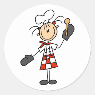 Chef Meisje met Houten Lepel Stickers