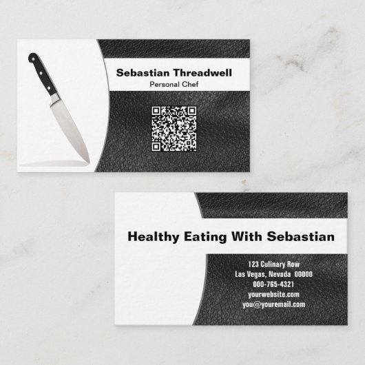 Chef mes nepleer aangepaste foto QR-code Visitekaartje (Voorkant / Achterkant)