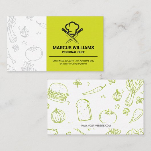 Chef messen en Pet Logo Visitekaartje (Voorkant / Achterkant)